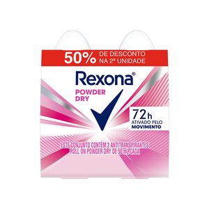 Kit Desodorante Rexona Powder Dry Rollon 2un Grátis 50% na Segunda un