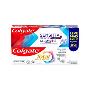 Creme Dental Colgate Sensitive 110g + Creme Dental Total Clean Mint 90g un