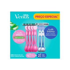 Aparelho De Depilar Gillette Vênus com 4 + Sensitive Intima 2un