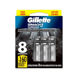 Carga Gillette Mach3 Carbono Lv+ Pg- 8un