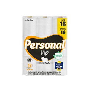 Papel Higiênico Personal Vip Folha Dupla Neutro Lv18 Pg16 20m