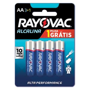 Pilha Rayovac Alcalina AA Pequena Leve 4 Pague 3Unidades