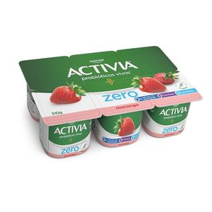 Activia Polpa Morango Zero Lactose 510g 6 unidades