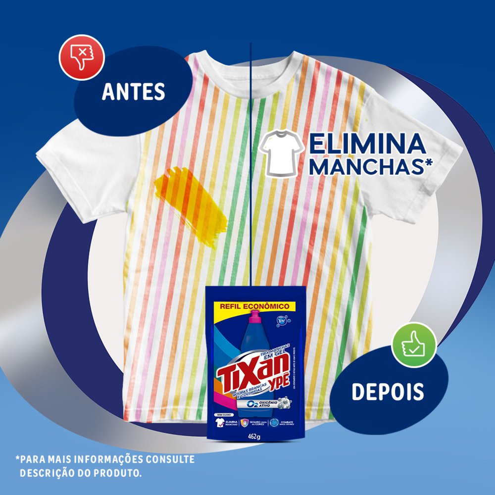 Tira Manchas Tixan Gel Roupas Coloridas Sachê 462g - Covabra Tira Manchas Tixan Gel Roupas Coloridas Sachê 462g - Covabra