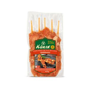 Espeto Filé de Coxa Frango Korin Boa Pedida Temperado Congelado 400g