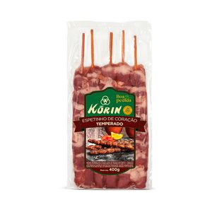 Espeto Coração de Frango Korin Boa Pedida Temperado Congelado 400g