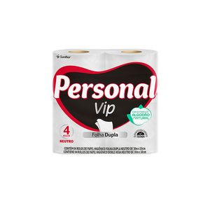 Papel Higiênico Personal Vip Folha Dupla Neutro com 4 Rolos 30mt