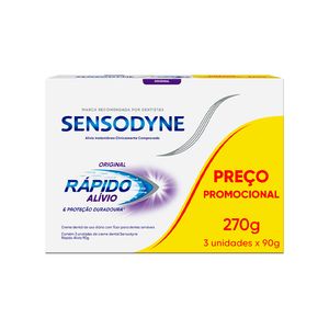 Creme Dental Sensodyne Rápido Alivio com 3un 90g