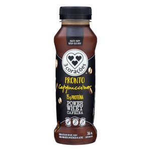Bebida 3 Corações Cappuccino Power Whey 15g Zero Lactose e Zero Açucar 260ml