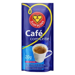 Cafe com Leite 3 Corações Solúvel Sachê 20g