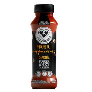 Bebida 3 Corações Cappuccino Power Whey 15g Zero Lactose e Zero Açucar 260ml
