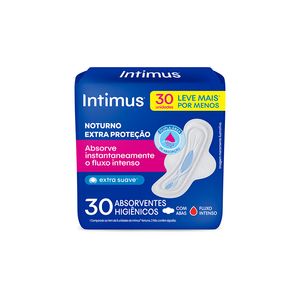 Absorvente Intimus Noturno com Abas Suave Leve Mais Pague Menos 30Unidades