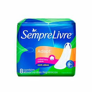 Absorvente Sempre Livre Adapt Sem Abas Suave 8 Unidades