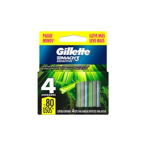 Carga Gillette Mach3 Sensitive Leve + Pague- 4un