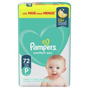 Fralda Pampers Confort Sec Bag Pequena 72Unidades