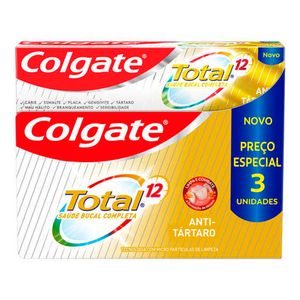 Creme Dental Colgate Total 12 Anti Tártaro 90g com 3Unidades
