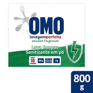 Lava Roupas Omo Sanitizante Lavagem Perfeita Sanitiza e Higieniza 800g