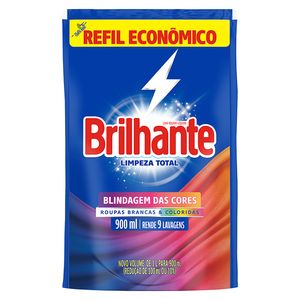 Lava Roupas Líquido Brilhante Limpeza Total Refil 900ml