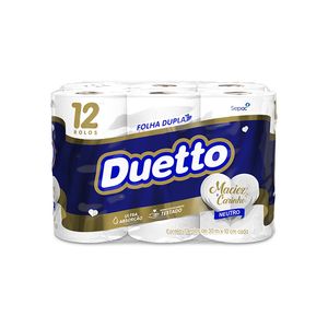 Papel Higiênico Duetto Folha Dupla Neutro 12 Rolos 30m