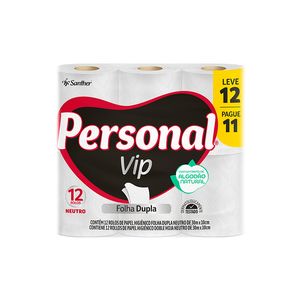 Papel Higiênico Personal Vip Folha Dupla Neutro Lv12 Pg11 30m