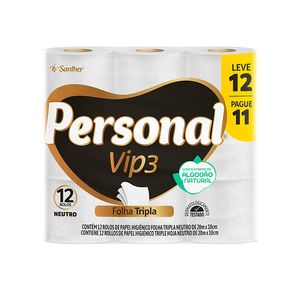 Papel Higiênico Personal Vip3 F.Tripla Neutro Leve 12 Pague 11 - 20m