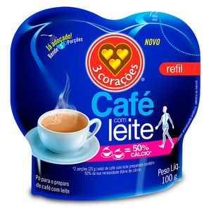 Café com Leite 3 Corações Sachê 100g