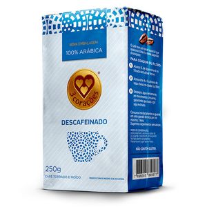 Café 3 Corações Vácuo Descafeinado 250g