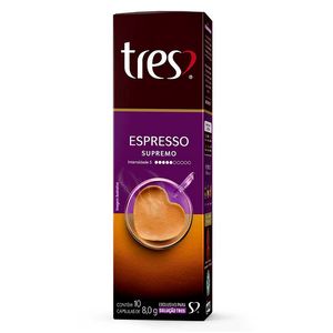 Café Três Espresso Supremo com 10 Cápsulas 80g