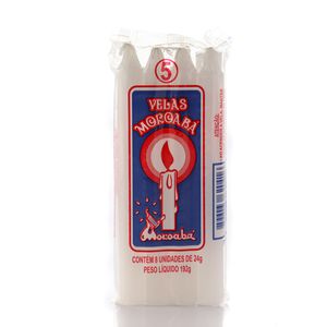 Vela Moroaba Branca N.5 com 8Unidades