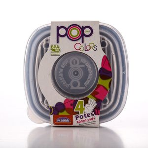 Conjunto Potes Plasútil Pop Quadrado 4 Peças