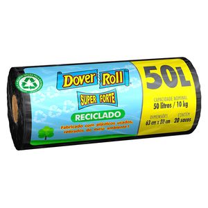 Saco Plástico Dover Roll para Lixo Reciclado Preto 50l 20Unidades