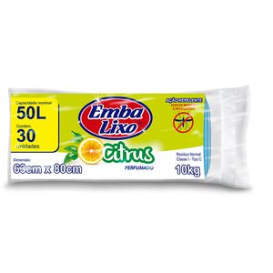 Saco Plástico Embalixo para Lixo Citrus 50lt 30un