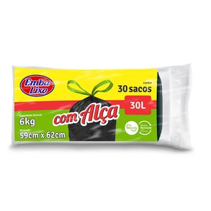 Saco Plástico Embalixo para Lixo com Alça Preto 30lt 30un