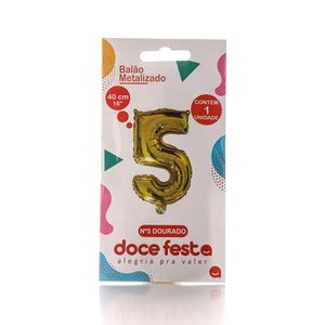 Balão Doce Festa Metalizado Ouro N.5 40cm