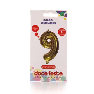 Balão Doce Festa Metalizado Ouro N.9 40cm