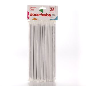 Canudo de Papel Doce Festa Branco 25Unidades