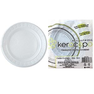 Prato Cristal Branco Raso 15cm 10Unidades