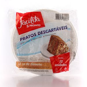Prato Plástico Facilita & Pronto 15cm 10Unidades