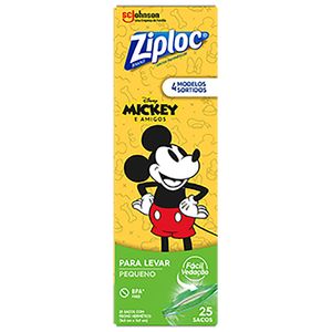 Saco Hermético Ziploc Mickey e Amigos 25Unidades