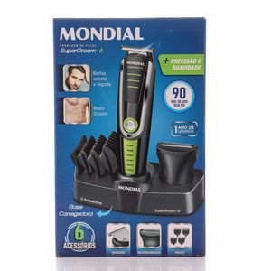 Aparador de Pelos Mondial Super Groom com 6 peças Bivolt BG-04 un