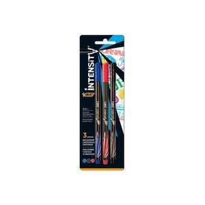 Caneta Bic Intensity Preta/Azul/Vermelha 3Unidades