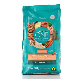 Alimento para Gatos Purina One Castrados Frango e Salmão 500g