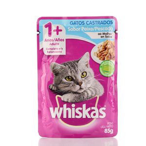 Alimento para Gatos Whiskas Castrados Peixe Sachê 85g