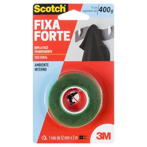 Fita Adesiva 3m Scoth Dupla Face Transp. Fixa Forte 12mm X 2m Un