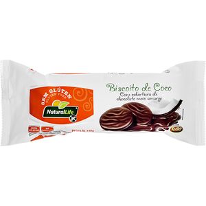 Biscoito Natural Life Sabor Coco com Cobertura de Chocolate sem Glúten 140g