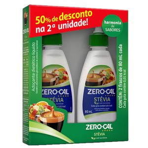 Adoçante Zero Cal Stevia Líquido com 2un 50% Desconto na Segunda 80ml
