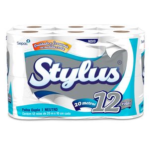 Papel Higiênico Stylus Folha Dupla Neutro com 12 Rolos 20m