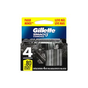Carga Gillette Mach3 Carbono Lv + Pg - 4un