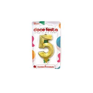 Vela Aniversário Doce Festa Diamond N.5 Ouro