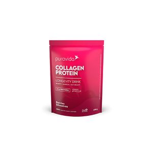Colágeno Pura Vida 21g Proteína Longevity Drink Berries Silvestre em Pó 450g